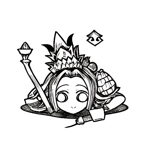 Upside-down Pineapple With Crown On Top And Ace Of Spade In One Hand