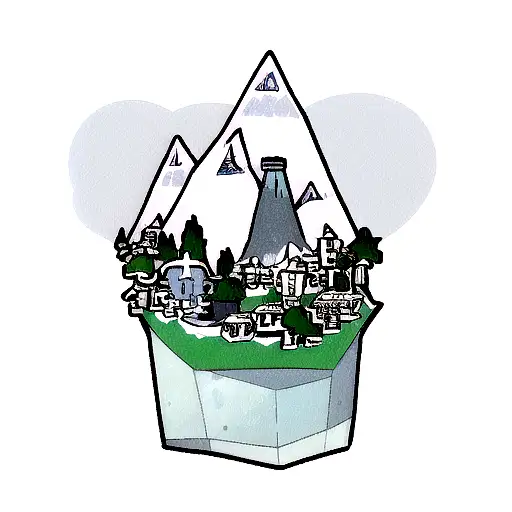 Cute Ghost Is Chained Up And In The Background Is A Tall Ice Mountain With A Rad