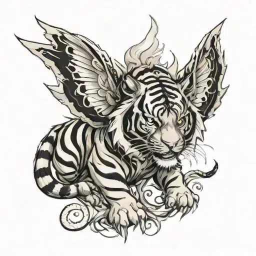 Demon Tiger With Wings Spread