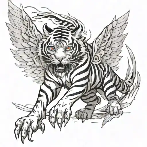 Demon Tiger With Wings Spread