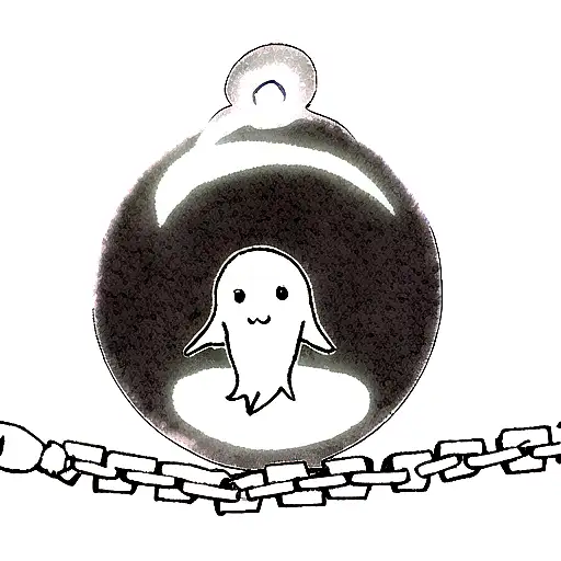 Cute Ghost Chained Up With Background 4 Birds