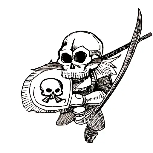 Skull With Mustache And 2 Swords