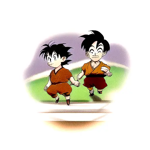 Son Goku With His Grandpa Son Gohan
