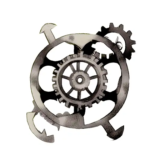 An Anchor Intertwined With Mechanical Gears And Wrenches