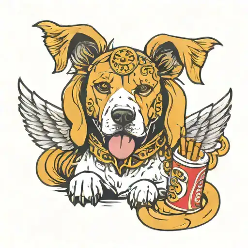Dog With Wings And A Cigarette Chain Gold And Hot Dog