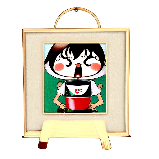 Polaroid Picture Frame Of A Sushi Sipping Coffee