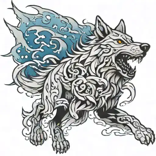 Fenrir Wolf With Filler Clouds And Light