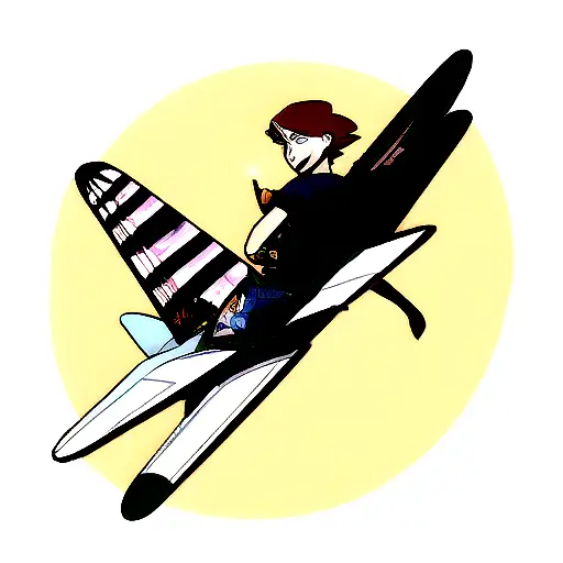 Symbol Of Aviation Engineer With A Aircraft With Cowboy Beebop Style