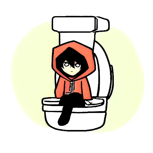 Cartoon With His Hood Up Sitting On A Toilet