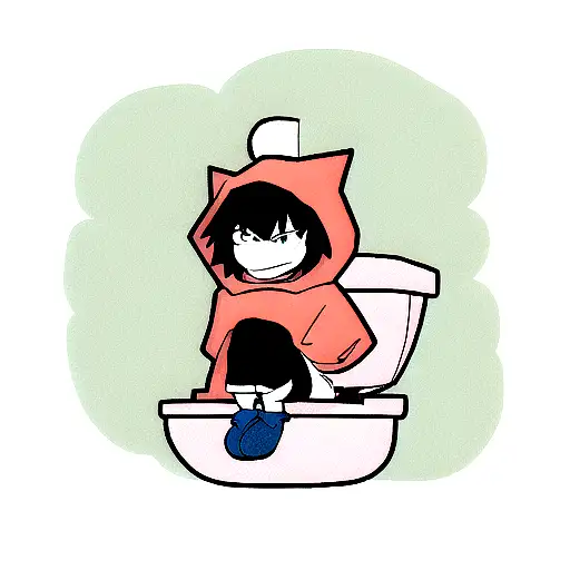 Cartoon With His Hood Up Sitting On A Toilet