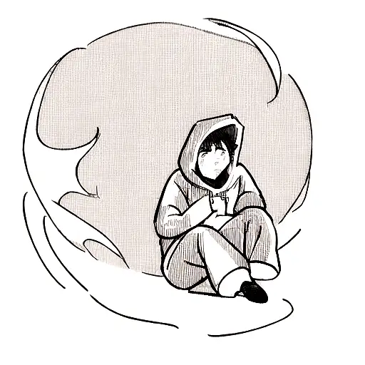 Man In Hoodie Laying On The Moon