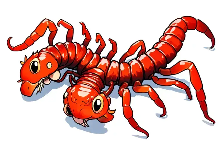 Red Headed Chinese Centipede Crawling