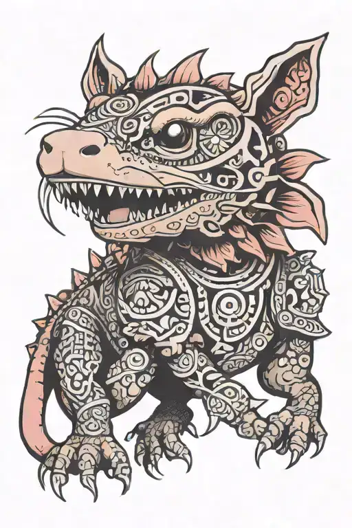 Axolotl Wearing Aztec Jaguar Warrior