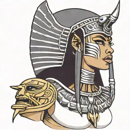 Black Egyptian Warrior With A Grill In Her Mouth