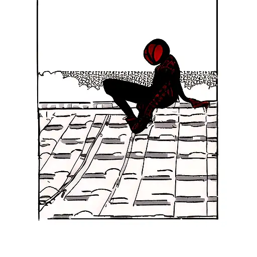 Miles Morales Sitting On A Roof Listening To Music