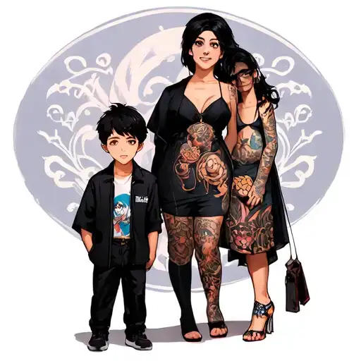 Classy Mom Standing Behind 2 Handsome Boys One Older