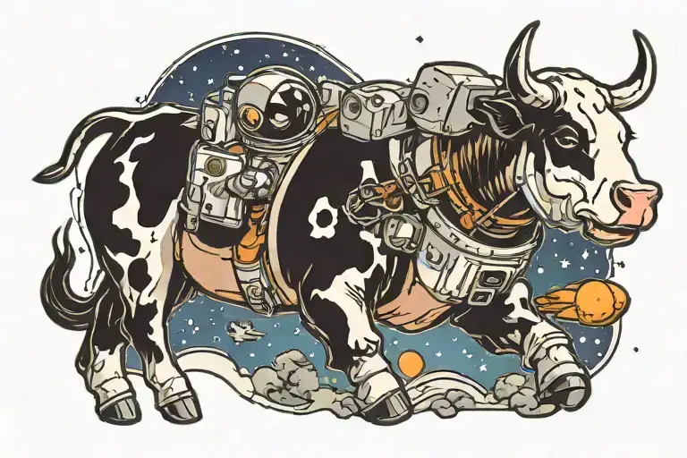 Astronaut Cow And Rocket Ship