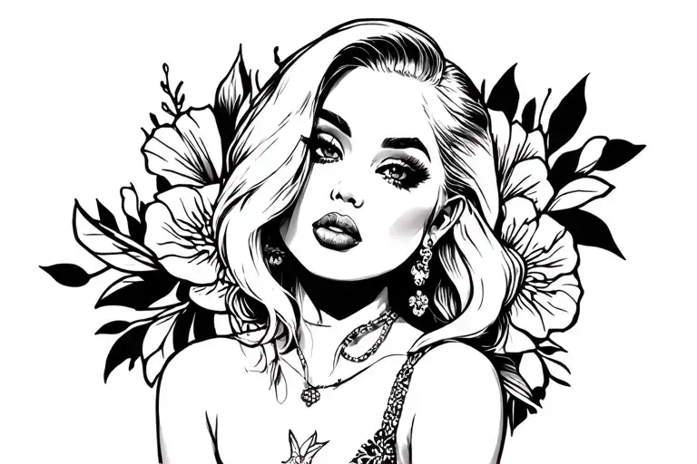 Traditional Style Black And White Lady Gaga