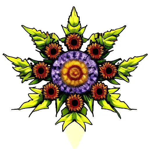 Cannabis Plant With Sunflowers And Berries Galaxy