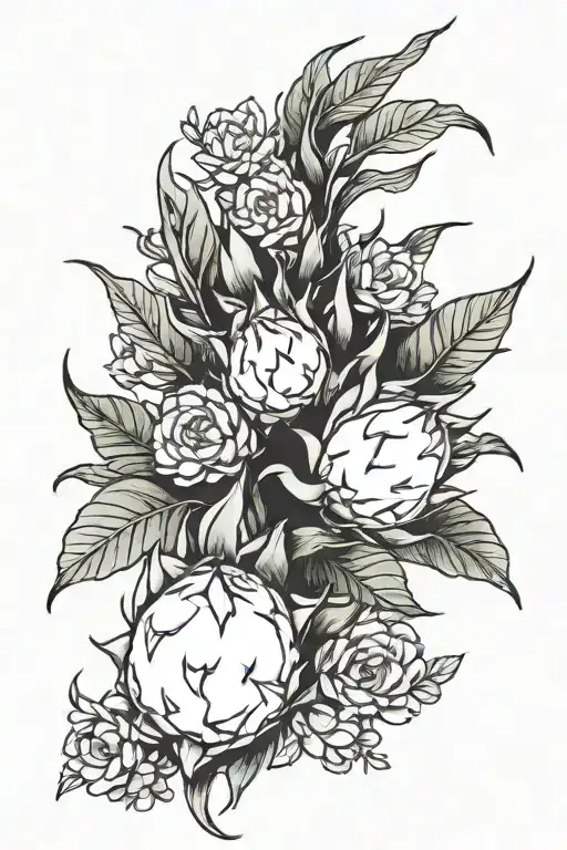 Dragonfruit Plant With Dragon Head And Flowers