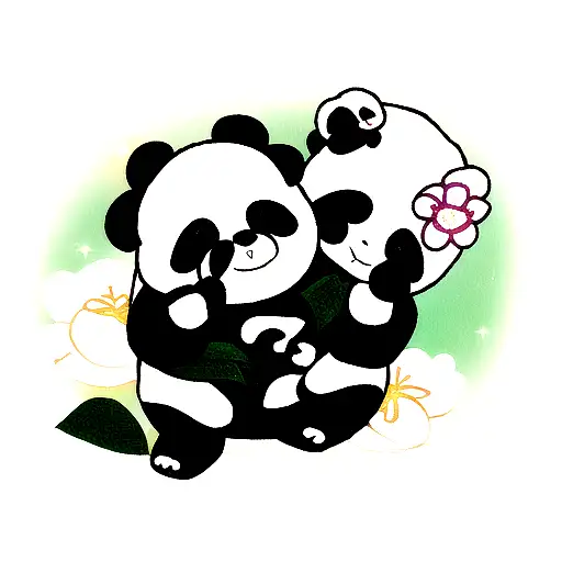 Flower With Panda And Galaxy