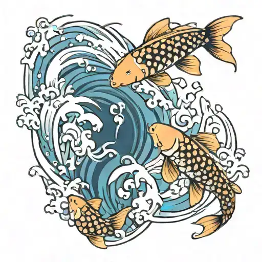 2 Koi And Water Waves