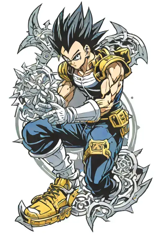 Vegeta With Kingdom Hearts Keyblades Somewhere In The Picture And A Phoenix