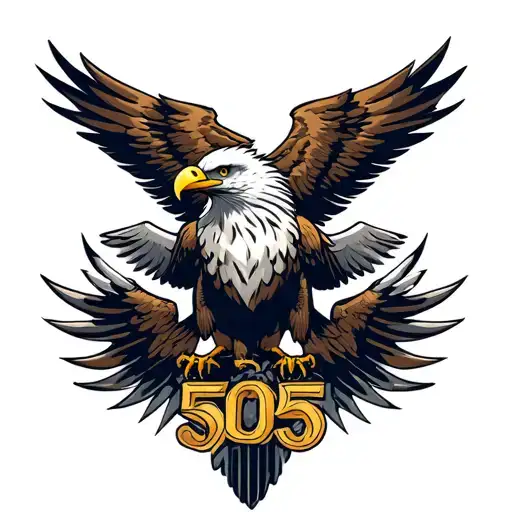 American Eagle Perched On 505 Number