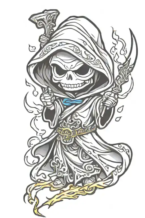 Chibi Grim Reaper Guiding Light Emanating