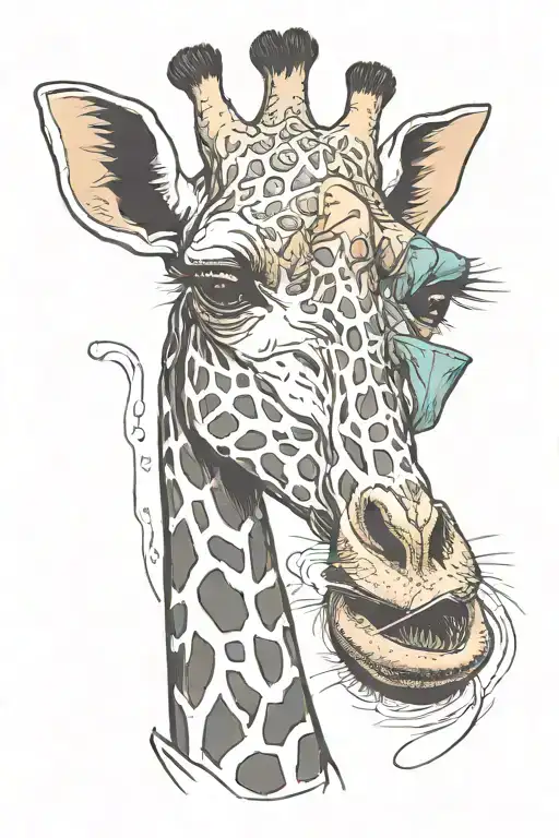 Minimalist Giraffe Brushing Its Teeth Funny Modern Minimalist