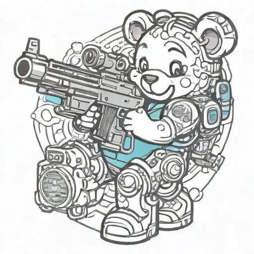 Carebear With Machine Gun Morphing And Radio Equipment