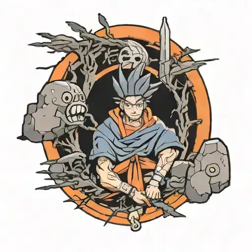 Pain Standing In Front Of Destroyed Hidden Leaf Village