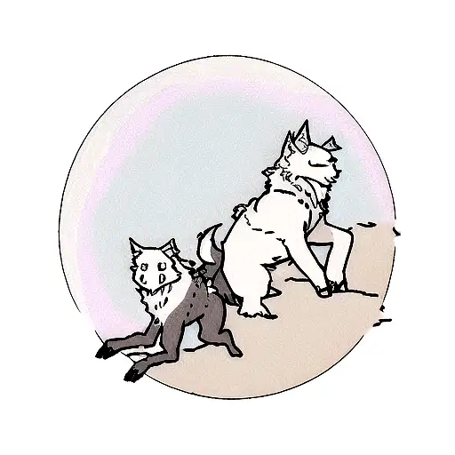 Wolfs Howling At Moon In Desert