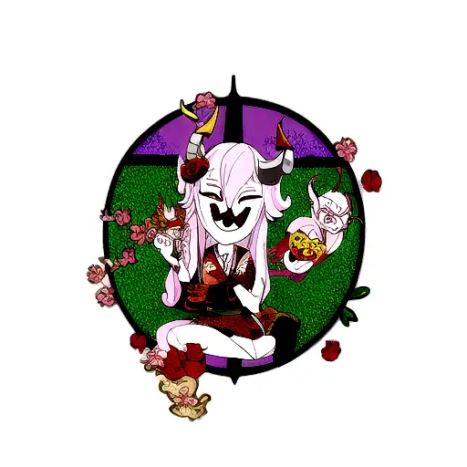 Hannya Mask And Cheryblossom Tree Tattoo