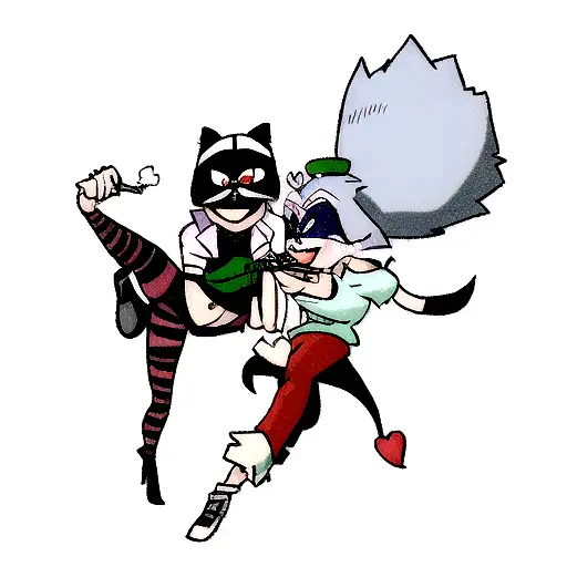 Cute Racoon Couple In Love Smoking A Joint And Dressed As Bandits To Commit Crimes