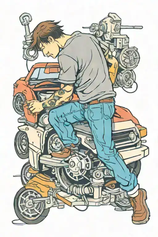Auto Mechanic Working On A Car