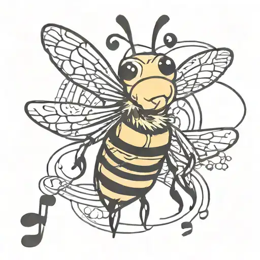 Animated Bee In Love With Music Note