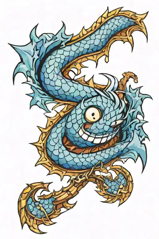 Fairy Tail Emblem With Ripped Skin Revelaing Deagon Scales With Broken Scales Covering A Biotech Ar