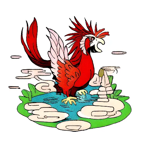 Fire Rooster With Water Dragon