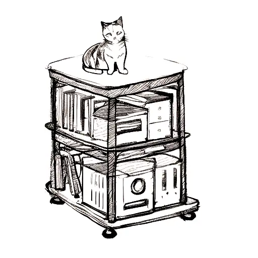 A Sketch Of A Cat Sitting On Top Of A Computer Keyboard