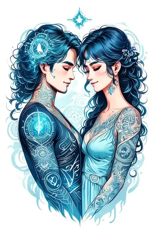 Couple With Zodiac Signs Merged