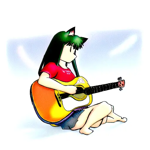 A Day Dreaming Cat Playing Guitar With Daydream Tendencies