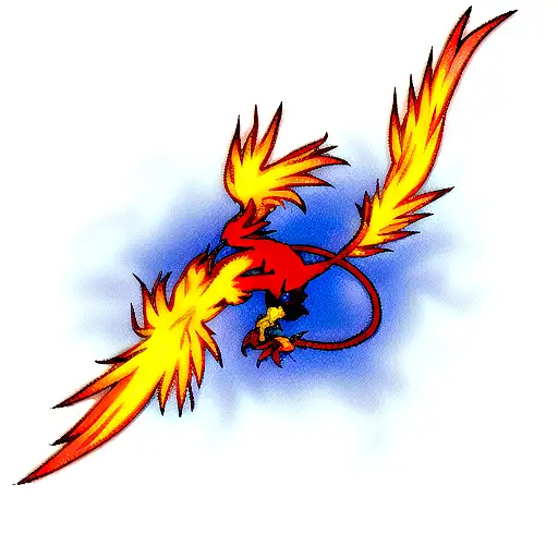 Phoenix With Tail Transition To Fire