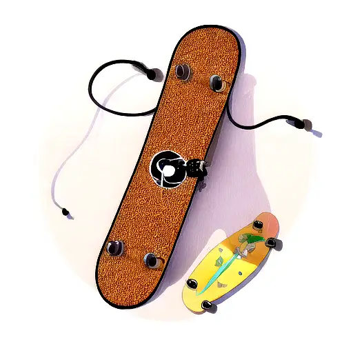 A Music Note Merging With A Skateboard Deck