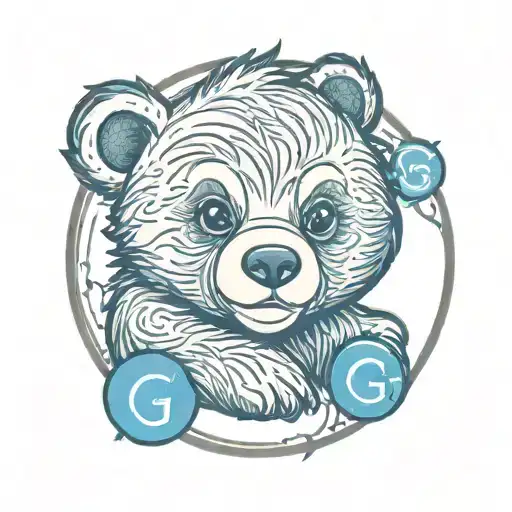 Grizzly Bear Cub With Diabetes Blue Circle Border And A Stylized Letter G