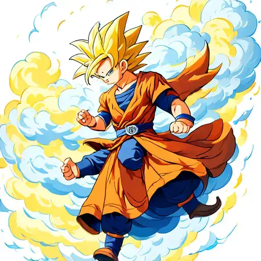 Kid Gohan Riding Nimbus Cloud