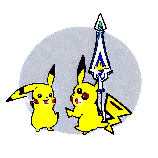 Pikachu With Master Sword Of The Legend Of Zelda In Rith Hand