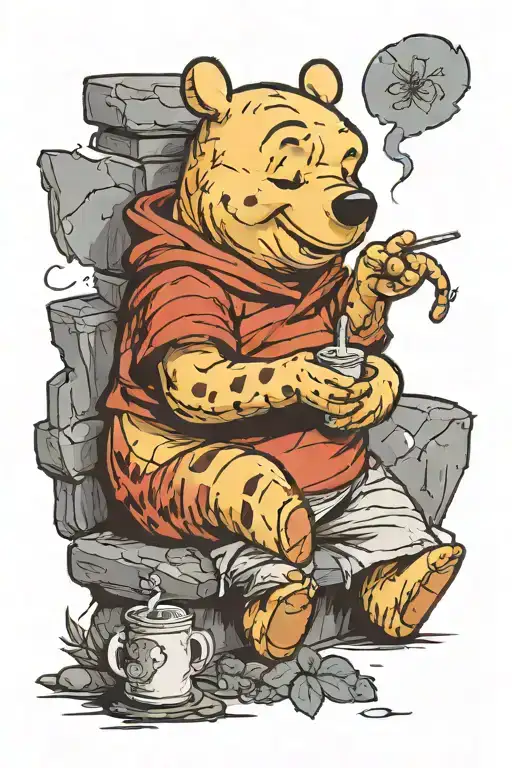 Winnie The Pooh Tattoo Smoking Cigarette Bad