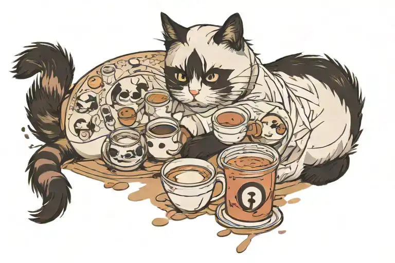 Cat Playing Look Like A Panda Spilled Coffee Listening To Kpop