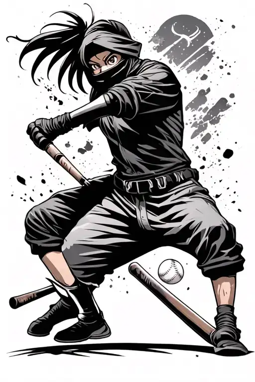 Ninja Swinging A Baseball Bat